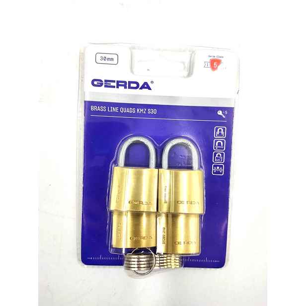 Grda Brass Line Kmz S30 Sada 4x visací zámek 30 mm mosazný na 1 klíč