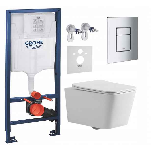 Podomítkový Wc set Grohe s mísou Bilovec a tlačítkem Chrom Mat Fresh