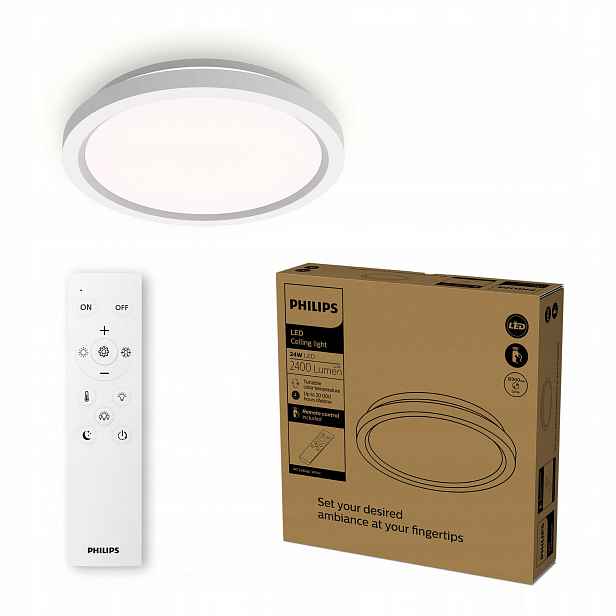 Stropní Svítidlo Stropní Svítidlo 24W 2400lm 4000/6500/2700K Cct Dálkový Ovladač Aio Philips