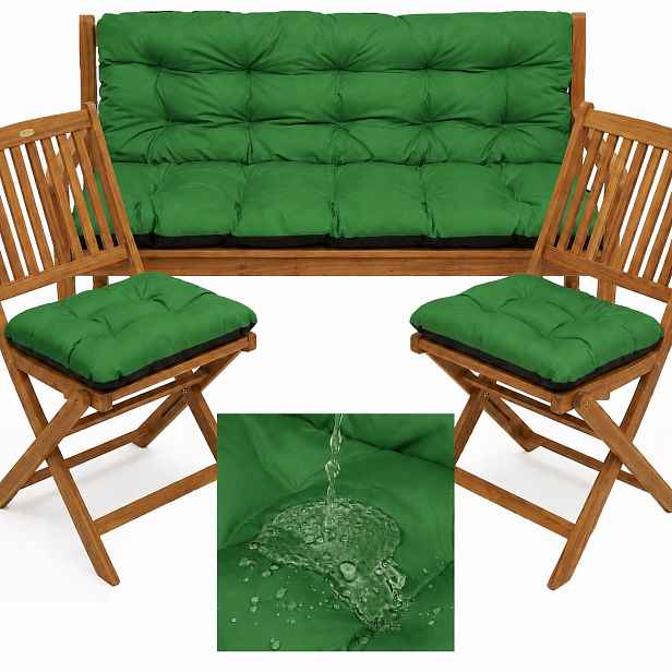 Polštáře na nábytek Voděodolné sada Rattan 180x60x50 cm 2x 45/45 Zelená