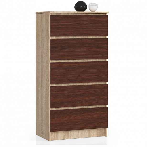 RAUMHIRSCH FURNITURE KOMODA dub Sonoma, tmavě hnědá 121/60/40
