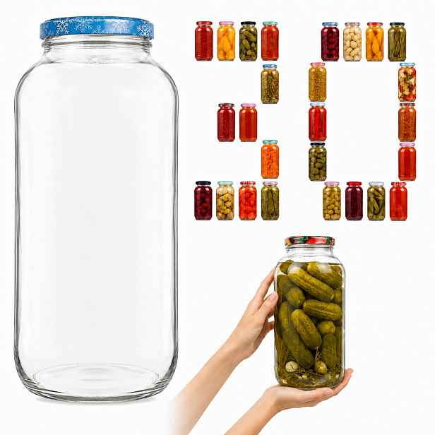 Sklenice 2000 ml 2 l 30 ks se šroubovacím uzávěrem zavařovací sklenice na silážování zavařenin