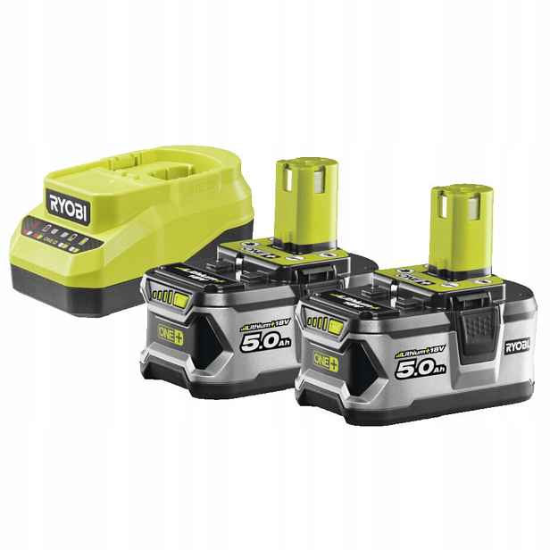 Sada akumulátorů Ryobi One+: 2x Akumulátor 5.0 Ah Nabíječka RC18120 A