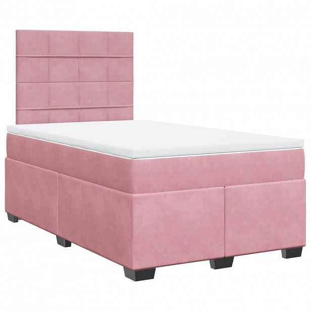 vidaXL Box spring postel s matrací růžová 120 x 200 cm samet