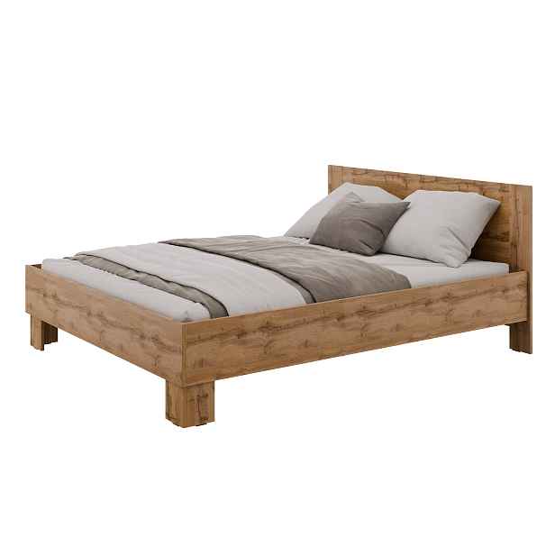 Postel s vyšším čelem NEJBY BARNABA PREMIUM 160x200 cm, dub wotan
