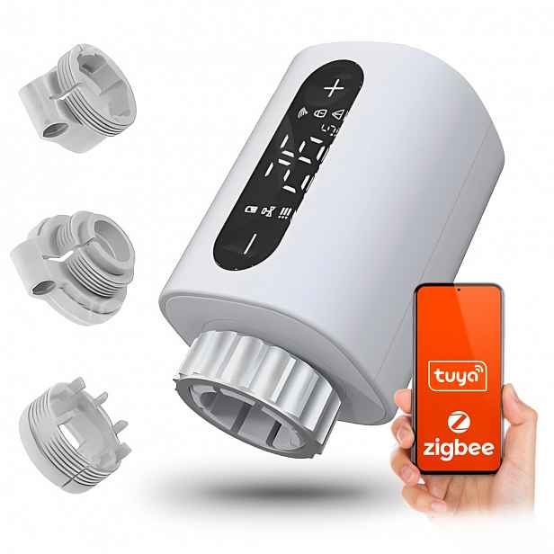 Termostat Inteligentní ventil Radiátorová hlavice s LCD Tuya Zigbee HY-360