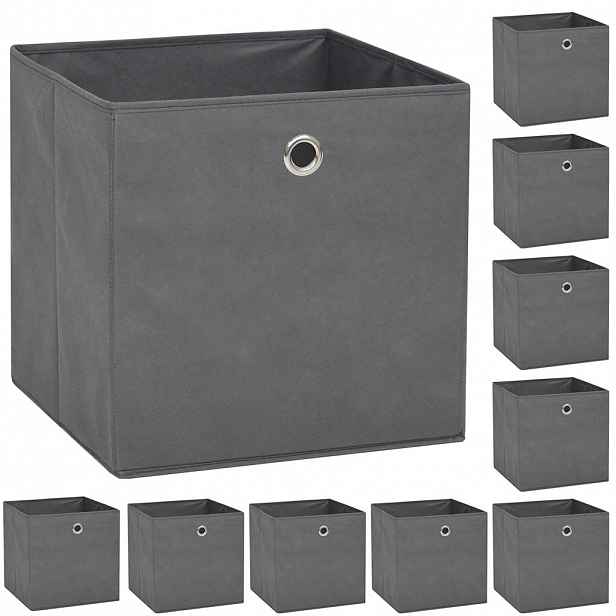 vidaXL Úložné boxy 10 ks netkaná textilie 32 x 32 x 32 cm šedé