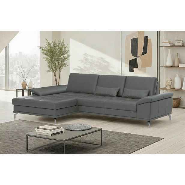 Sit & More ROHOVÁ SEDAČKA, textil, kůže, antracitová