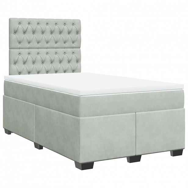 vidaXL Box spring postel s matrací světle šedá 120 x 200 cm samet