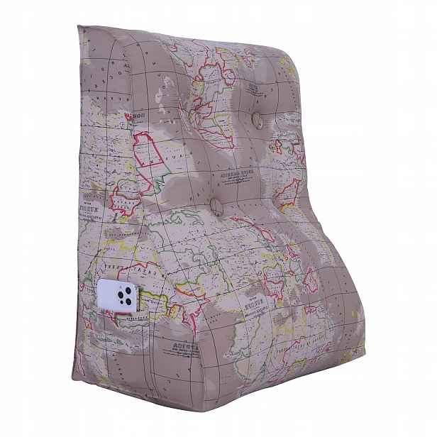 Polštář Klin na čtení Vzor Mapa světa Opěradlo na záda