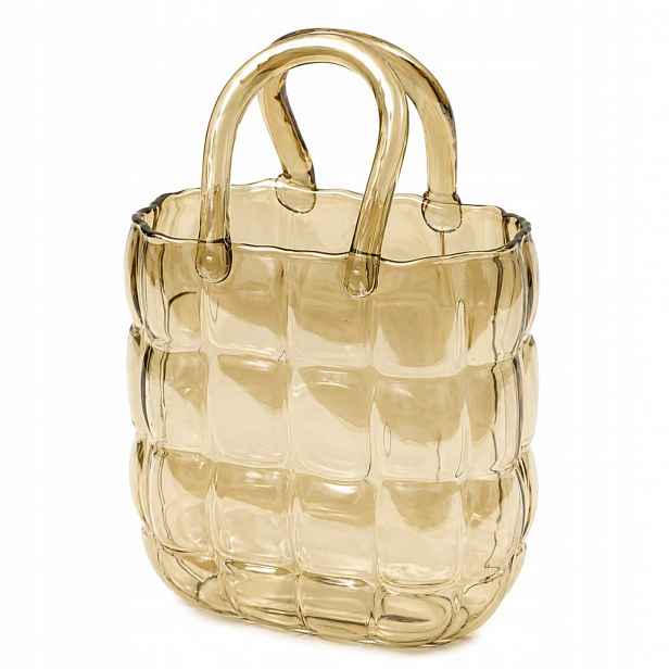 Skleněná Váza Taška 27 cm Světle Hnědá Glamour Dekorace 25 30