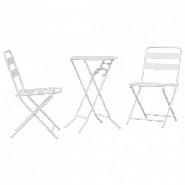 vidaXL Zahradní bistro set 3 ks Bílá Ocel