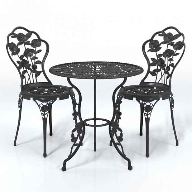 Zahradní bistro set 3 ks litý hliník Černá