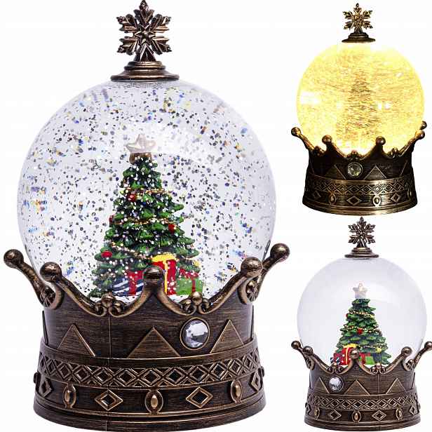 skleněná koule s Led pozitivem hrací skříňka vánoční sněhová figurka lampion