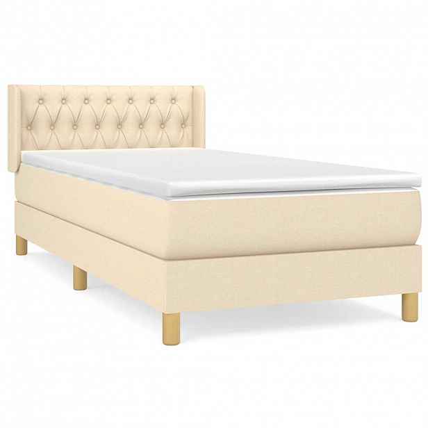 vidaXL Box spring postel s matrací krémová 90x190 cm textil