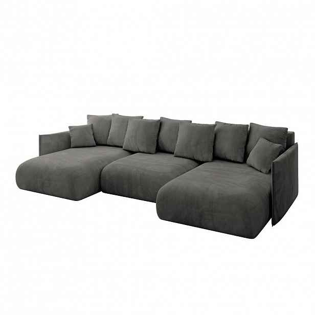 ALTDECOR SEDACÍ SOUPRAVA s funkcí lůžka a úložným prostorem pod postelí ONESK-U 317x177x72 tmavě šedá varianta veluru