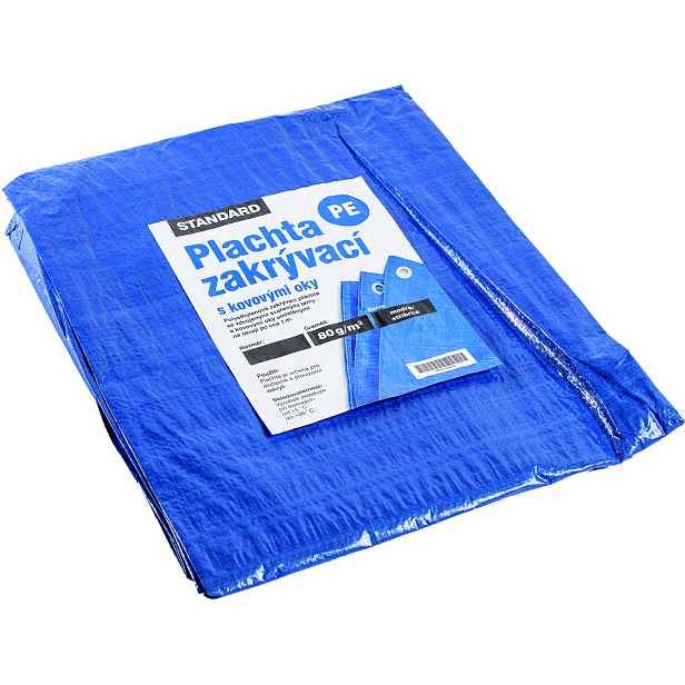 Plachta zakrývací STANDARD 80 g/m2 modrá/stříbrná 6×10 m