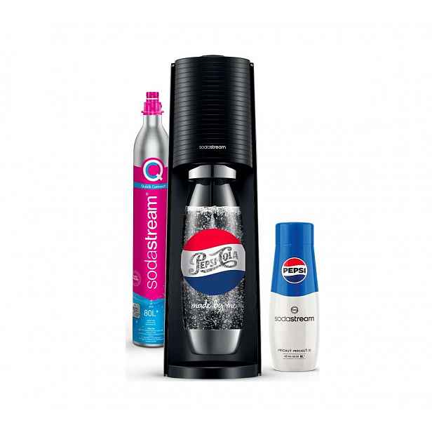 SodaStream - Výrobník sody Terra Black s příslušenstvím, příchuť Pepsi, nerez 42008355