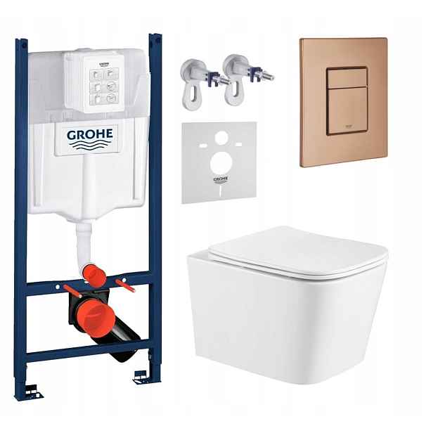 Wc sada Grohe Rapid s mísou Alba tlačítko kartáčovaná měď
