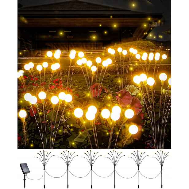 Zahradní solární Led lampy 6 Ks teplá bílá 8 režimů ovladač Usb