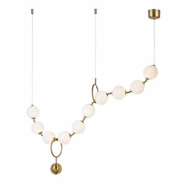 Závěsná lampa Toolight 10-bodová zlatá bílá sklo Led glamour 126 cm