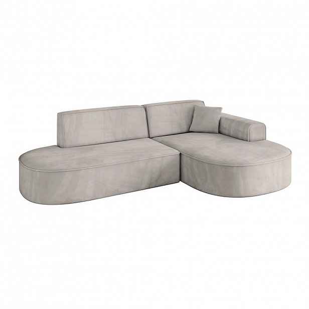 ALTDECOR ROHOVÁ SEDACÍ SOUPRAVA s otomanem vpravo MARI-L1 – 243 × 171 × 79 cm, světle hnědá barva, velur