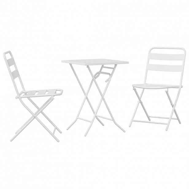 vidaXL Zahradní bistro set 3 ks Bílá Ocel