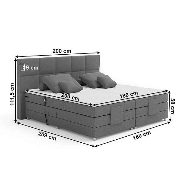 Elektrická polohovací boxspringová postel ISLA