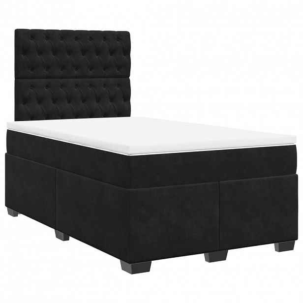vidaXL Box spring postel s matrací černá 120 x 200 cm samet