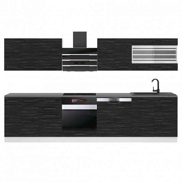 B BELINI GROUP KUCHYŇSKÁ LINKA Lucy 300 cm, S pracovními deskami, Královský eben