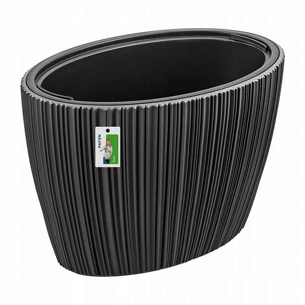 Květináč Oro Oval DBOE600-419U Tmavě šedý dekorativní rýhovaný