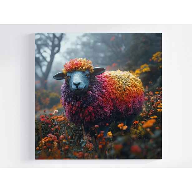 Obraz Na Plátně Canvas Zvíře Barevná Zábavná Ovce Duha Vlna 50x50