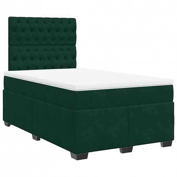 vidaXL Box spring postel s matrací tmavě zelená 120 x 200 cm samet