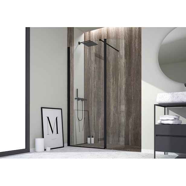 Forte DECO WALK-IN W1P — Barva rámu - Bílá, Rozměr A - 80, Směr zavírání -  Levé (SX), Výplň - Stampato C bezpečnostní sklo - 6 mm