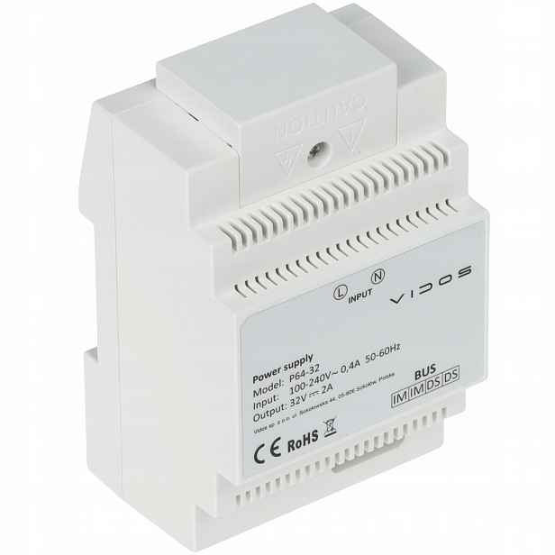 Systémový napájecí zdroj Vidos 2IP P64-32 32V 2A Din pro 8 monitorů současně