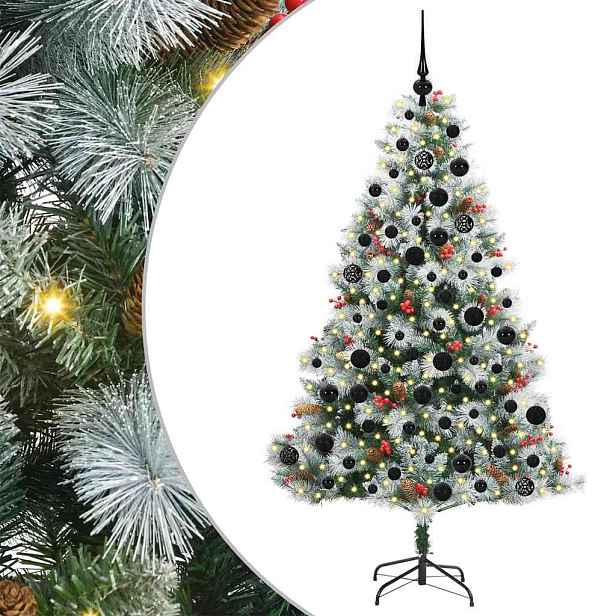 vidaXL Umělý vánoční stromeček Zelená a bílá 180 cm PVC, kov a plast
