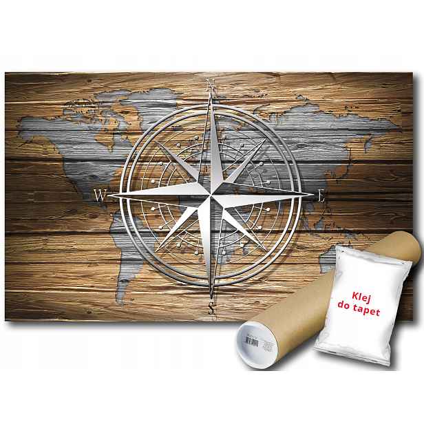 Vinylová fototapeta Mapa kompas dřevo 152x104
