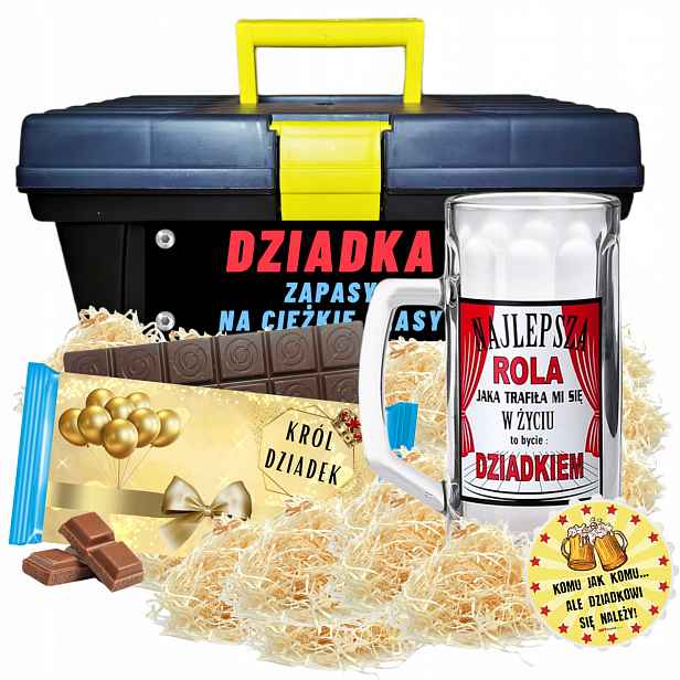 Vtipný Dárek Den Dědečka Krabička Dárková Sada Koš Pivní Sklenice