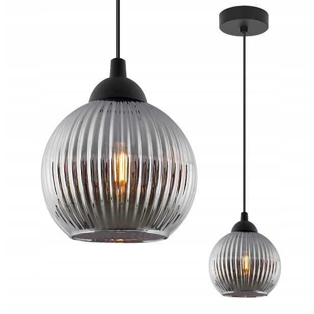Závěsná Stropní Lampa Lustrová, Černá, Grafitová, Skleněná Koule