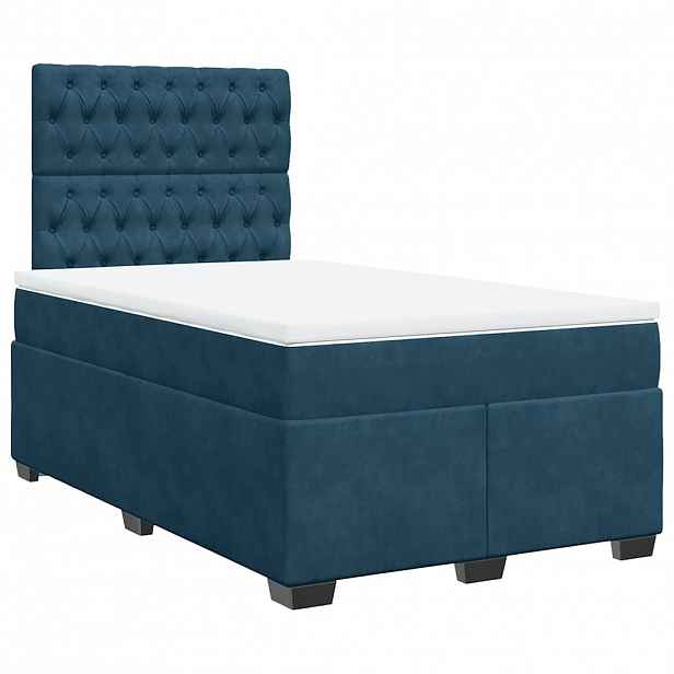 vidaXL Box spring postel s matrací modrá 120 x 200 cm samet
