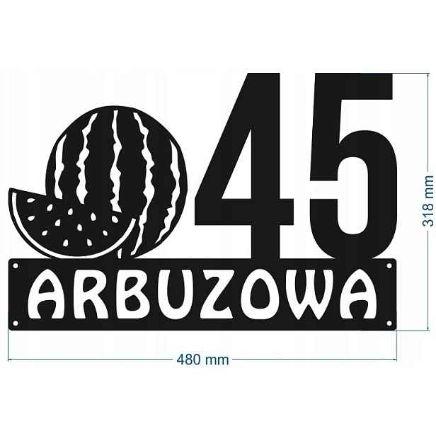 Číslo Na Dům 80 cm Tabule Adresa Ocel 2 mm Melounová ul.