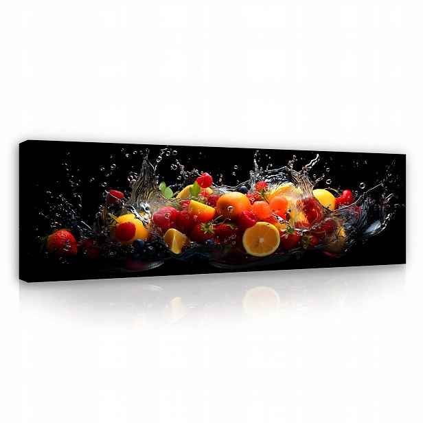 Obraz do Kuchyně Voda Ovoce Černý Moderní na Plátně na Zeď 145x45