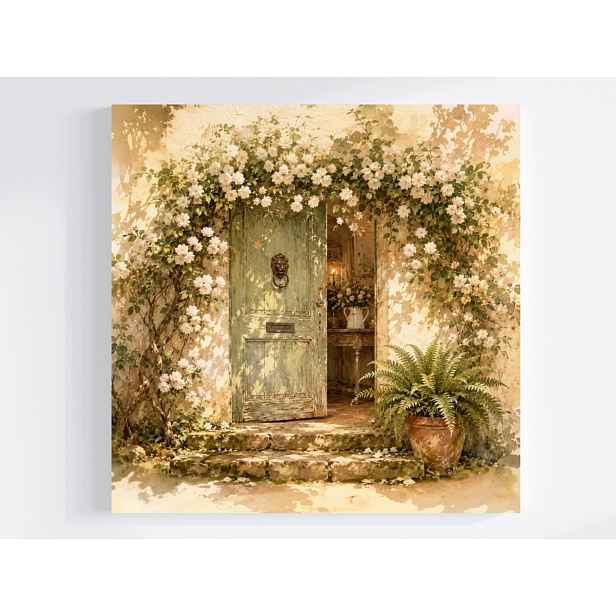 Obraz Na Plátně Canvas Dům Dveře Vchod Květiny Popínavé Iluze 50x50