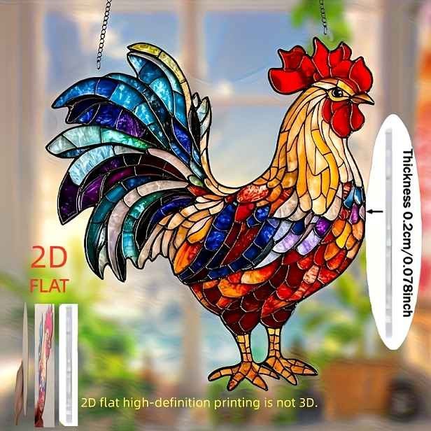 TEMU 2D plochý potisk Kohoutí lapač slunce, dekorace na zeď, 19 cm x 20 cm: Ozdoba do , rustikální dekorace do domácí kanceláře, dárek k narozeninám