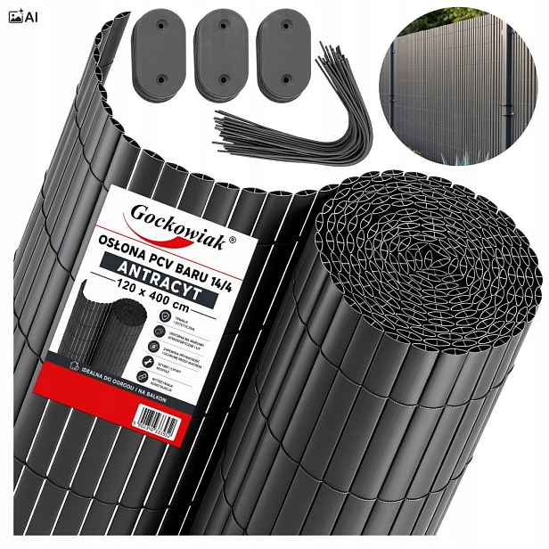 Pvc balkonová krytka 120 x 400 cm Baru antracit