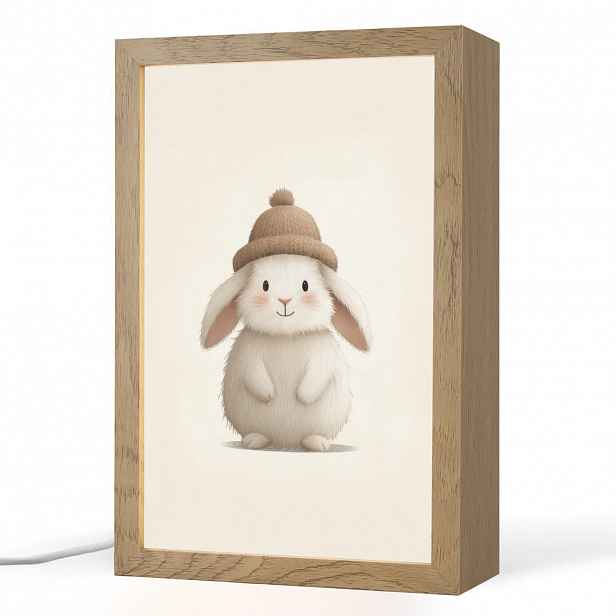 OnlyWow NOČNÍ LAMPIČKA Králík - Klobouk - Uši - béžový 20x30 cm