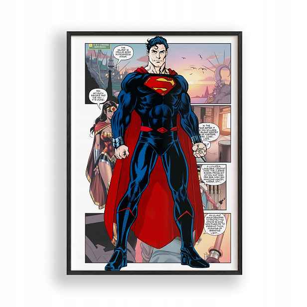 Plakát Superman Avengers v černém dřevěném Rámeček 30x42 cm