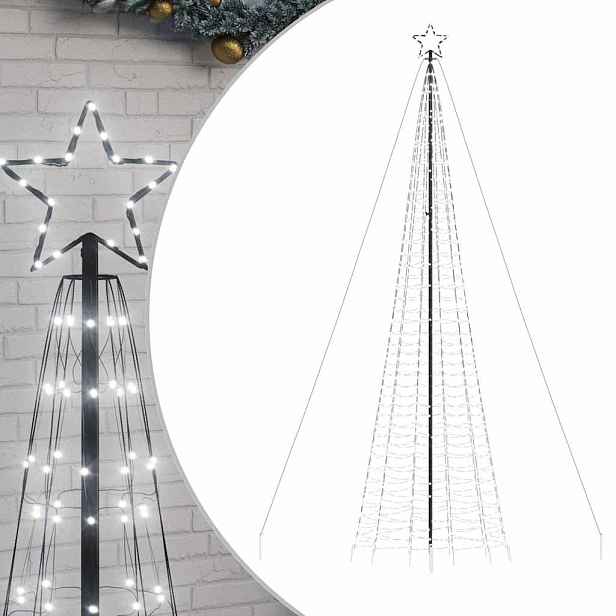 vidaXL LED vánoční stromek s hroty 1534 studených bílých LED 500 cm
