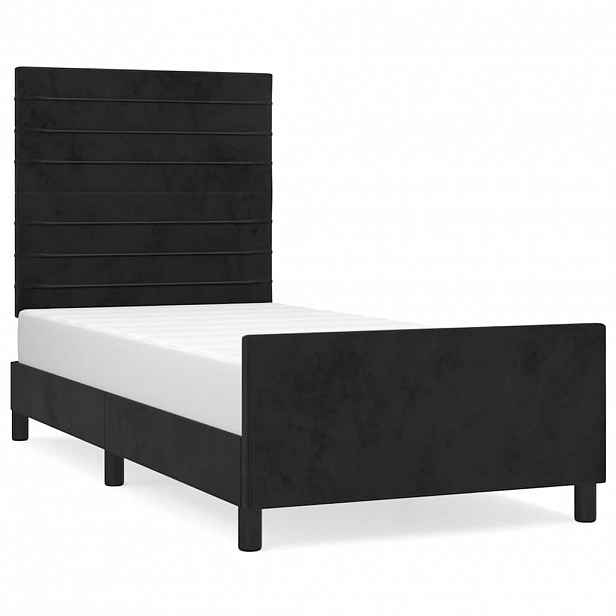 vidaXL Rám postele s čelem černý 90x190 cm samet