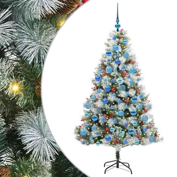 vidaXL Umělý vánoční stromeček Zelená a bílá 180 cm PVC, kov a plast